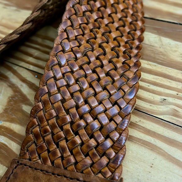 Vintage Woven Leather Bohemian Festival Belt with Leather Ties - Picture 3 of 5